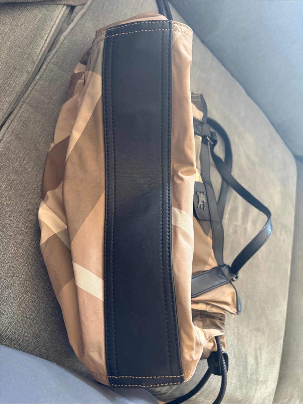 Burberry Beige and Black Check Canvas Tote - Picture 3 of 9